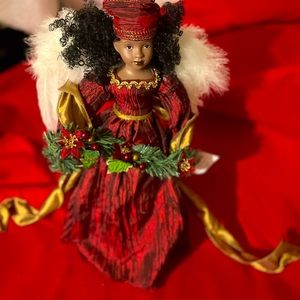 Gorgeous hobby lobby black angel African-American tree topper new mauve lovely
